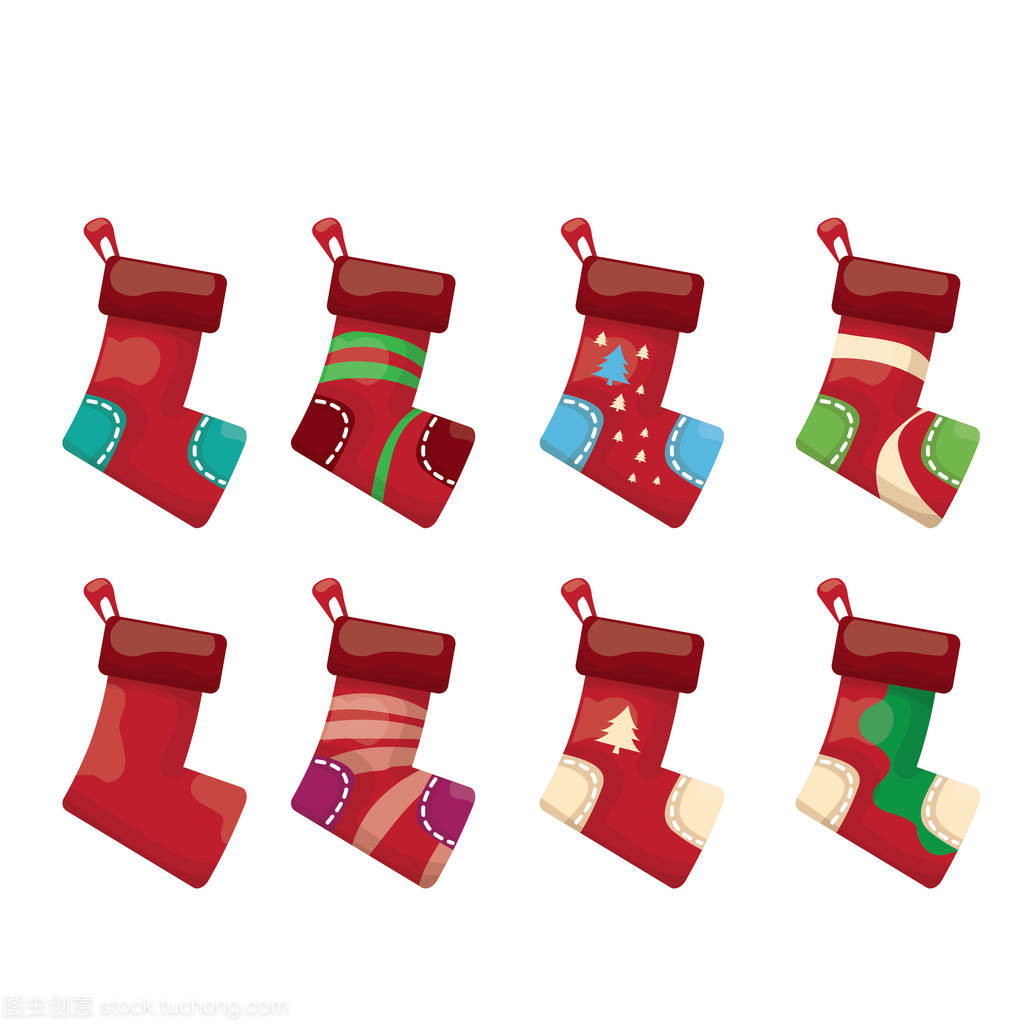冬日童趣 矢量卡通可愛圣誕襪的溫暖設計
